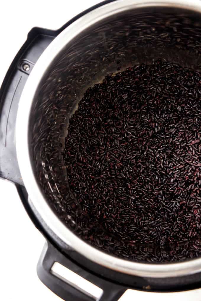 black rice inside an instant pot.
