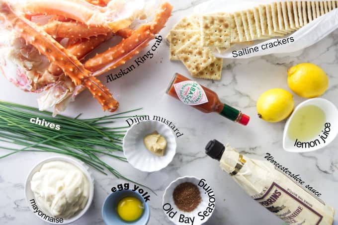 Ingredients used for making Alaskan King crab cakes.