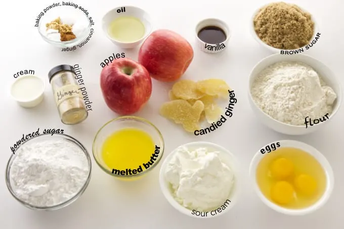 Ingredients used for apple ginger muffins.