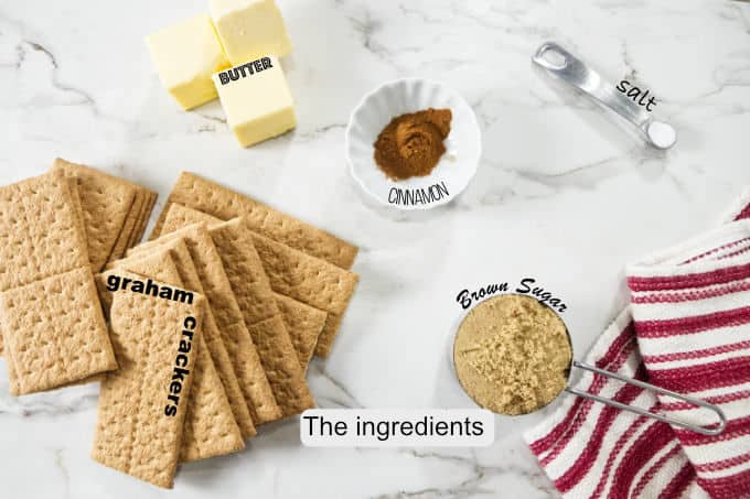 The ingredients needed for a graham cracker crust.