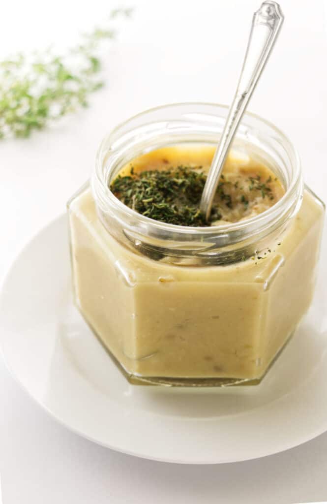 roasted garlic spread in a jar