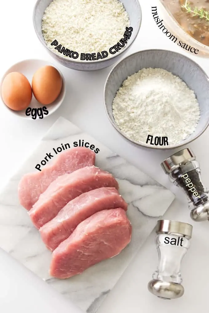 ingredients used for making Jaeger Schnitzel and mushroom sauce