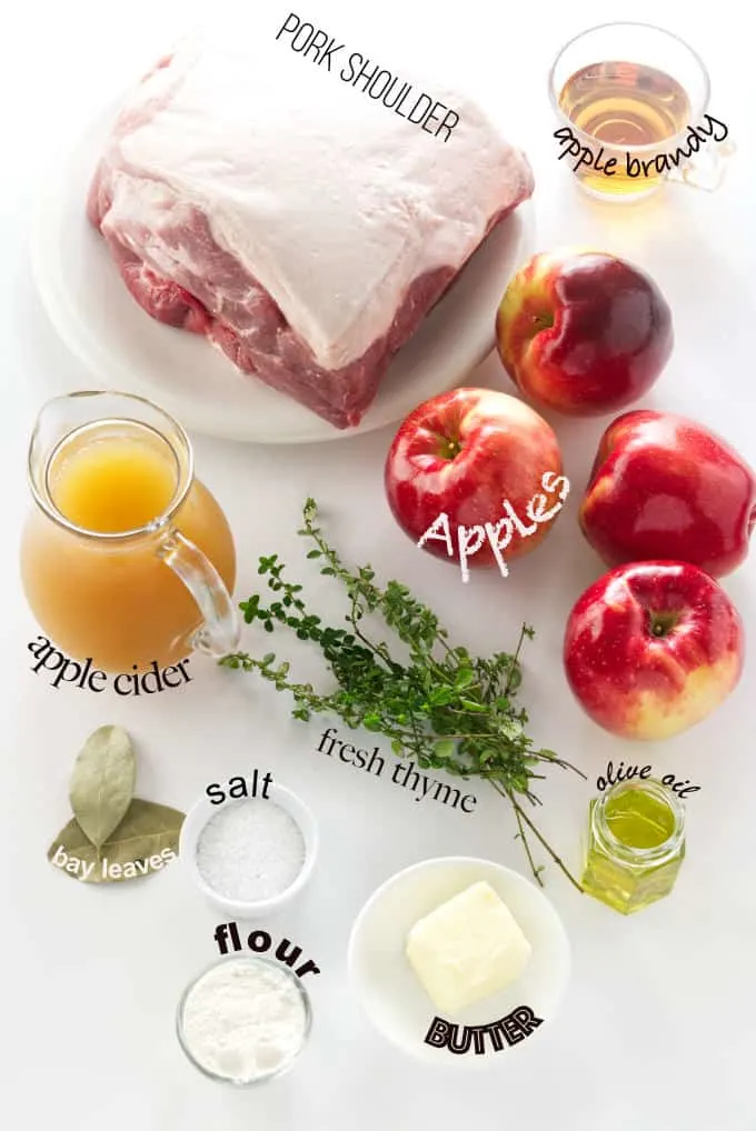 ingredients used to make pork roast with apples.