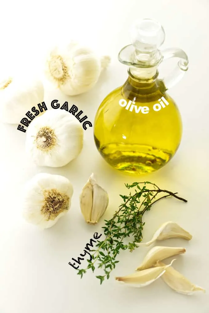 ingredients used for roasted garlic spread