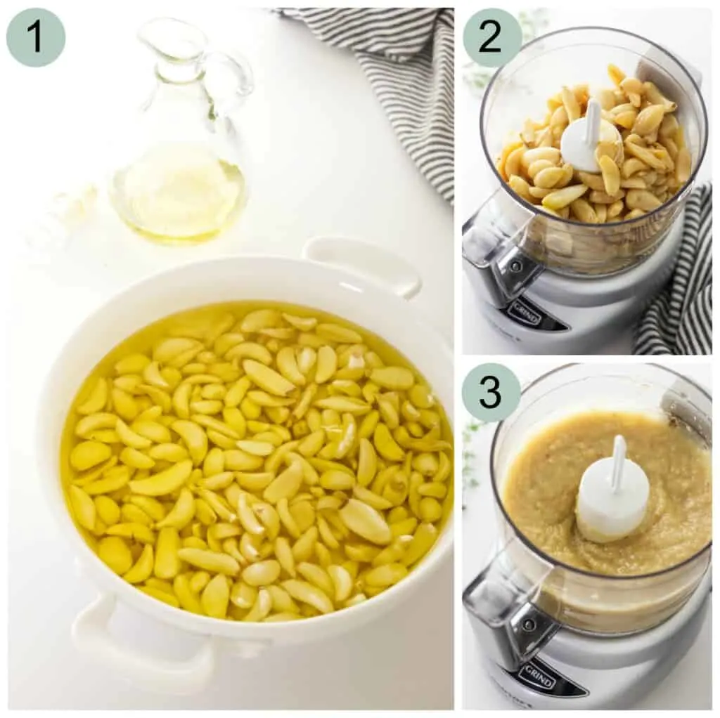 process steps for making roasted garlic spread