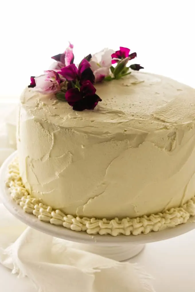 Layer cake covered with Ermine Frosting