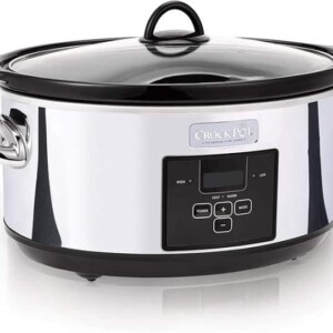 White and black slow cooker by Crock Pot.