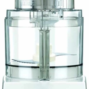 Cuisinart food processor in white.