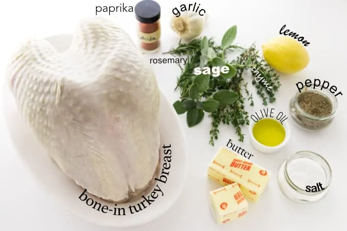 Ingredients used to make a roasted turkey breast.