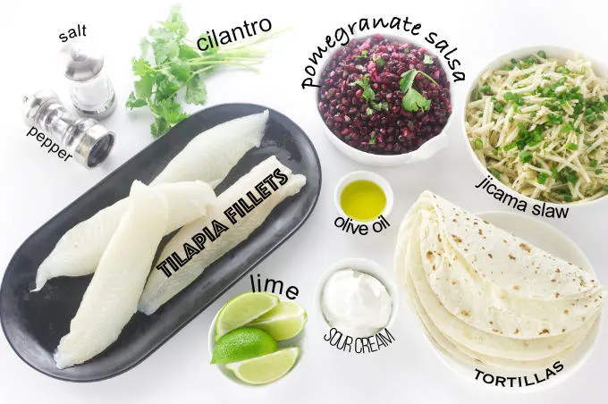Ingredients for Pomegranate Fish Tacos
