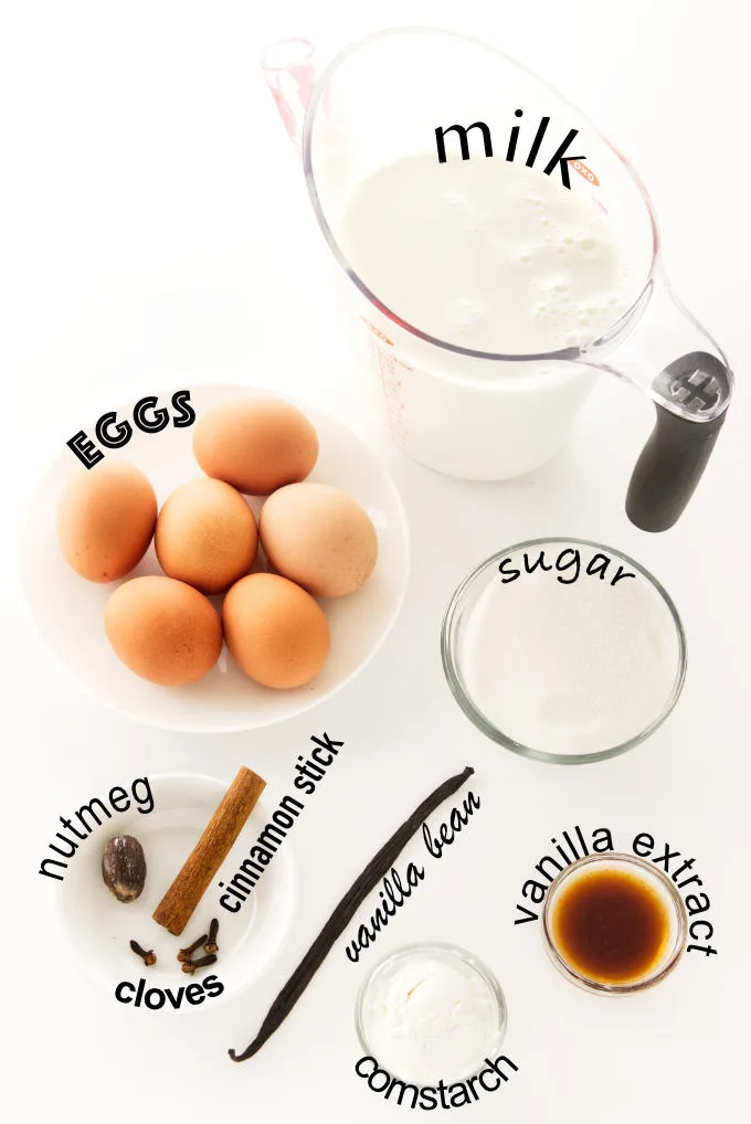 Ingredients for non-alcoholic eggnog