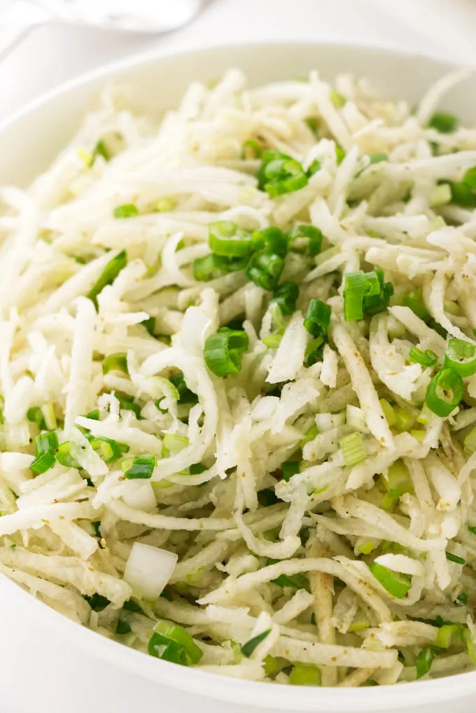 Close up view of Jicama Slaw