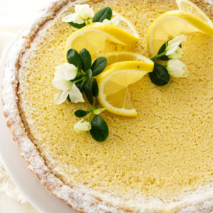 overhead view of lemon tart