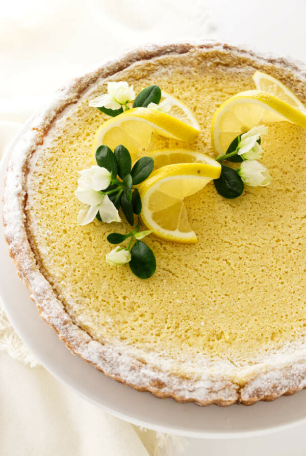 overhead view of lemon tart