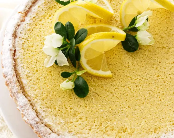 overhead view of lemon tart