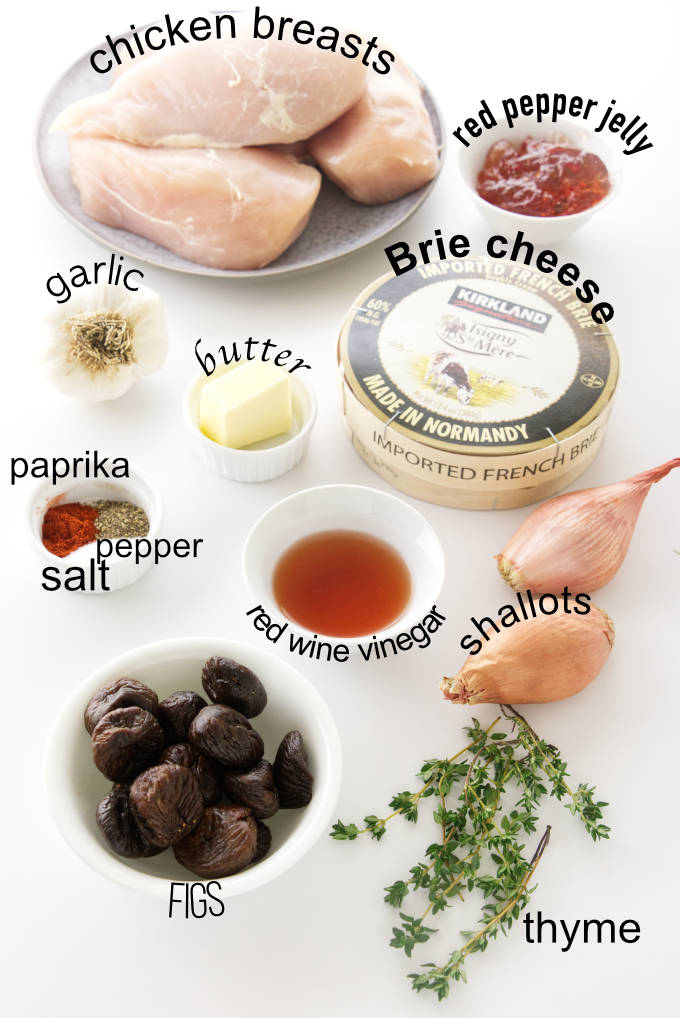 Ingredients for Fig and Brie Stuffed Chicken Breasts