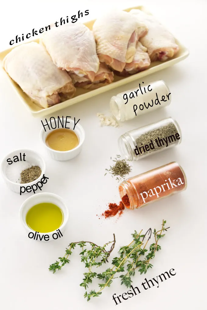 Ingredients for oven roasted chicken thighs