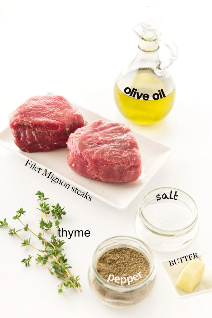 Ingredients for sous vide filet mignon