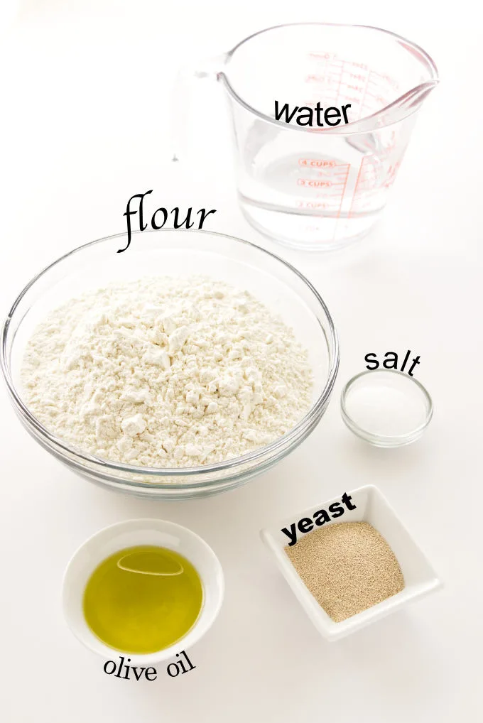 Ingredients for thick focaccia bread