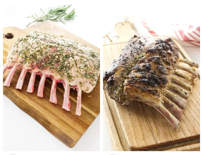 Before and After photos of Sous Vide rack of lamb