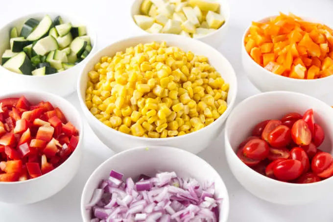 Garden vegetables for the corn succotash recipe.