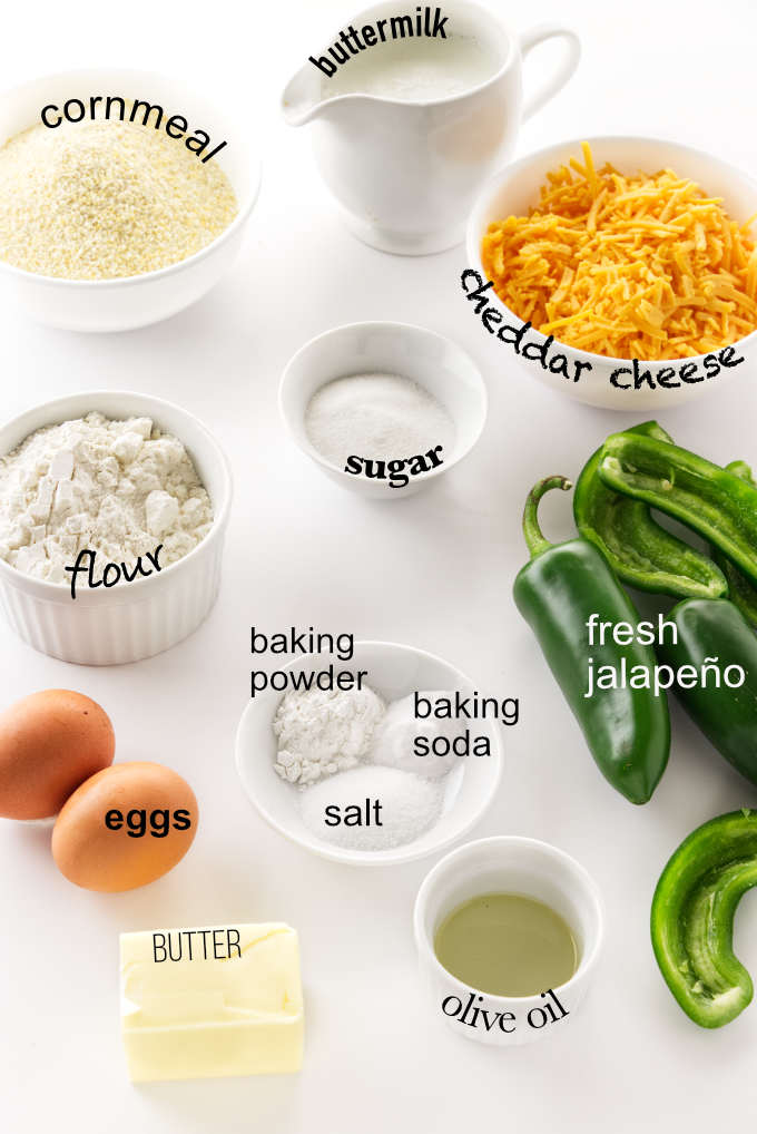 Ingredients used to make jalapeno cornbread.