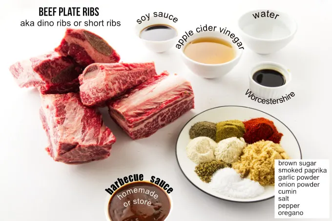 Ingredients used to make beef ribs in the oven.