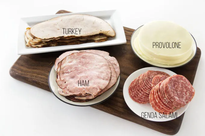 Deli meats and cheese for sandwich making