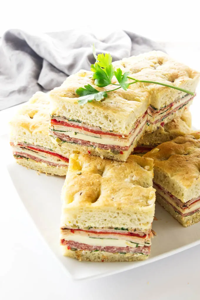 Plater stacked with sandwiches