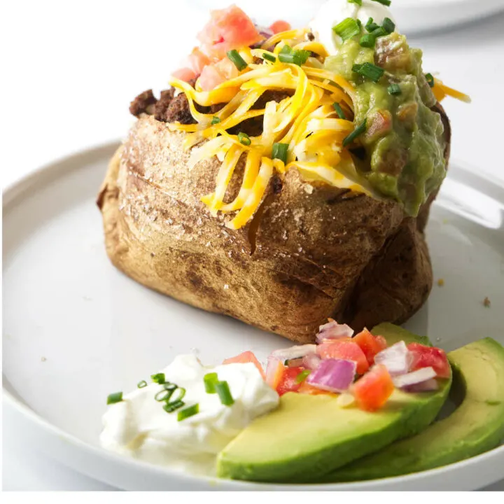 A taco stuffed baked potato.