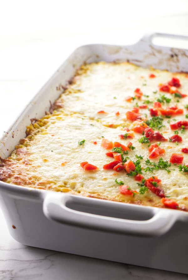 Imperial rice in a baking dish.