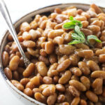 Mayocoba beans in a serving bowl.