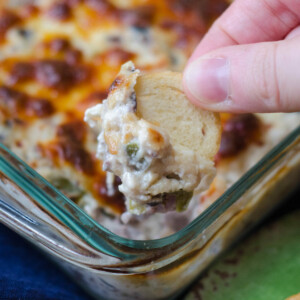 A hot appetizer dip made with leftover beef.