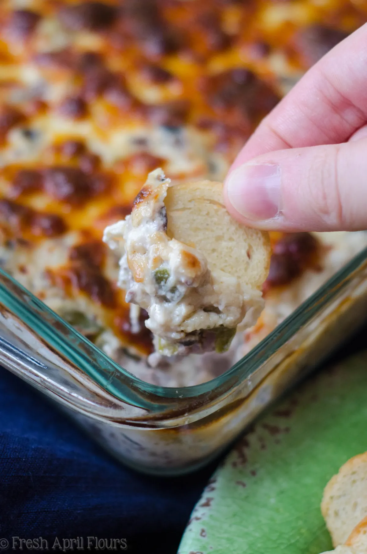 A hot appetizer dip made with leftover beef.