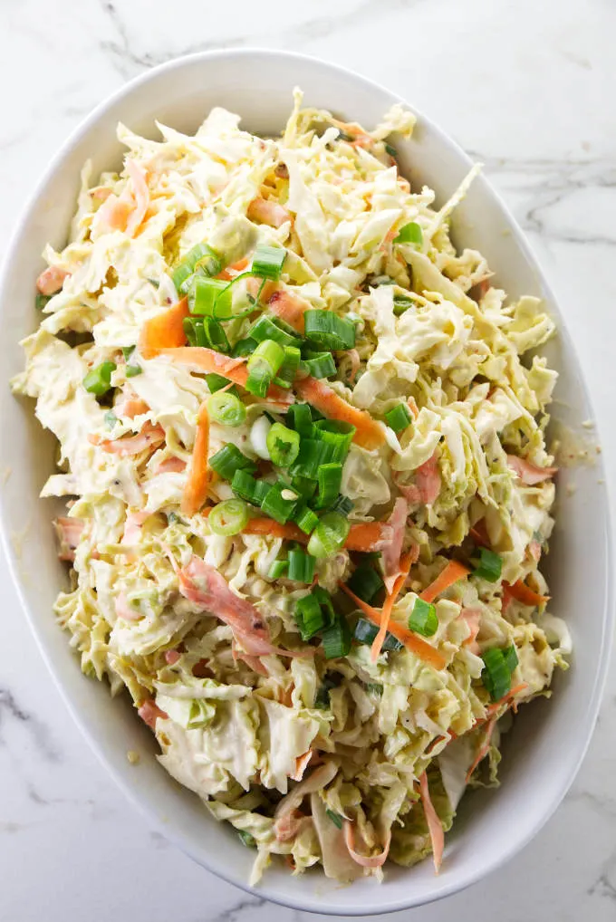 Chipotle coleslaw in a serving dish.