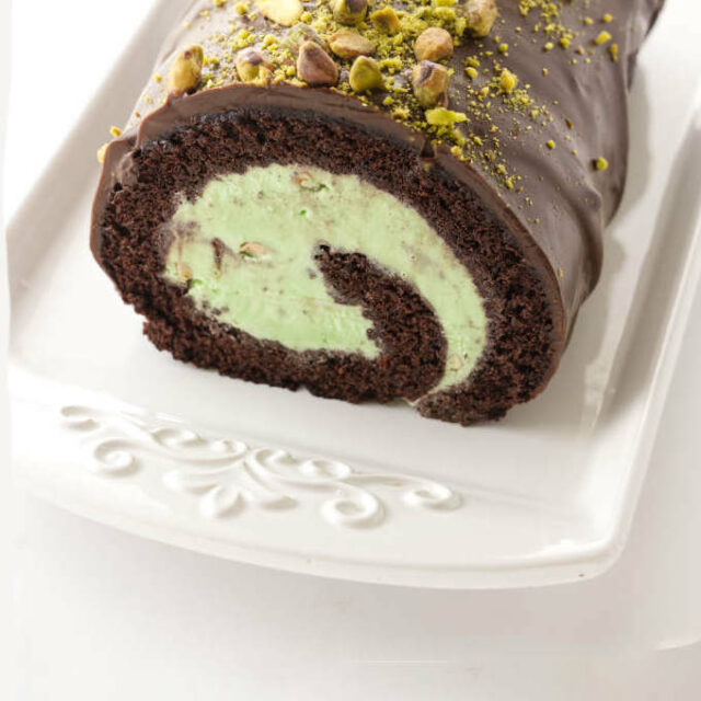 Chocolate and Pistachio Ice Cream Cake Roll Savor the Best