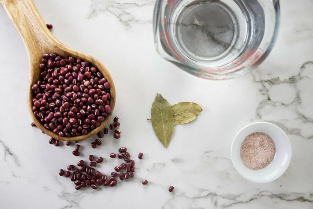 Ingredients needed for instant Pot adzuki beans. 