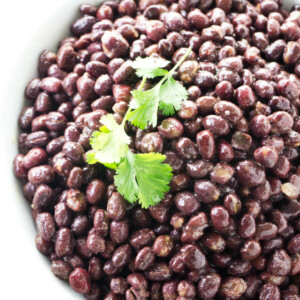 Red adzuki beans in a serving dish.