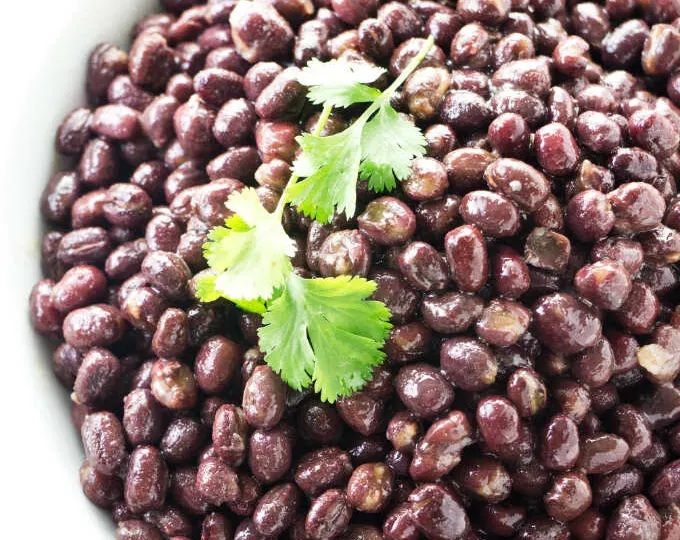 Red adzuki beans in a serving dish.