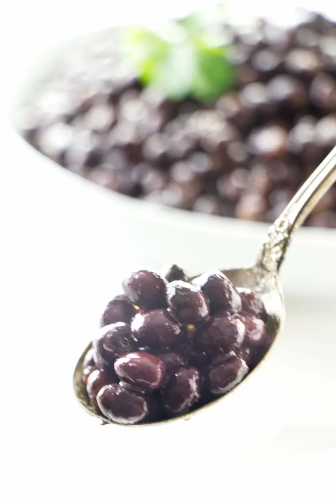 A spoonful of adzuki beans.