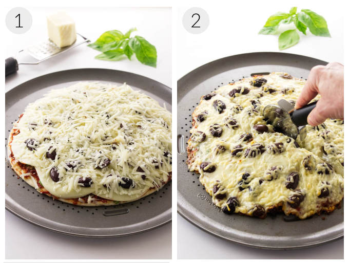before and after photos of sausage and onion pizza