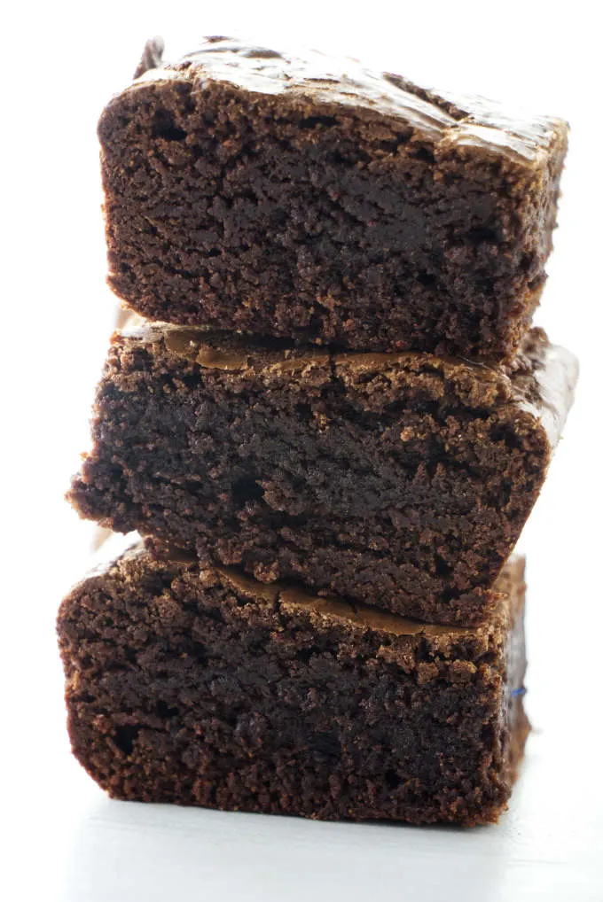 A stack of thick brownies.