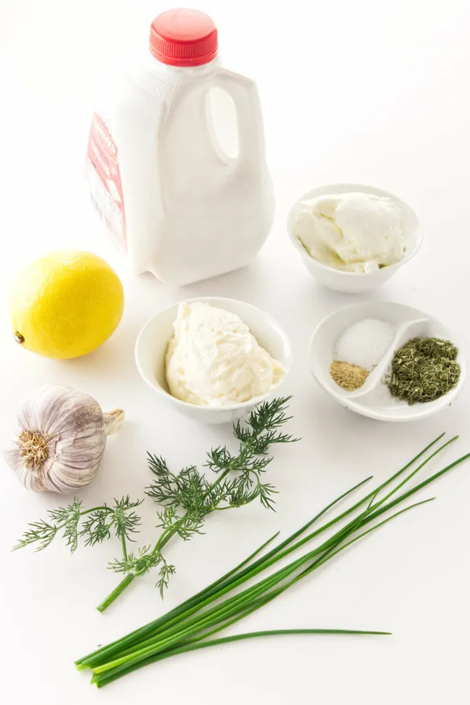 ingredients for buttermilk ranch salad dressing