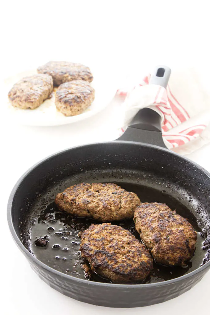 browned salisbury steak in skillet