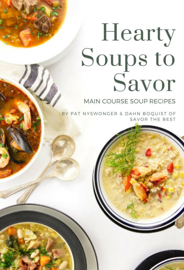 A photo showing the cover of a soup cookbook.