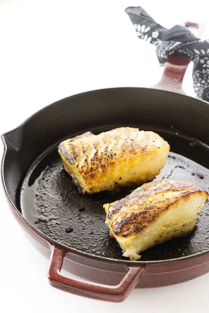 Fish filets in a skillet