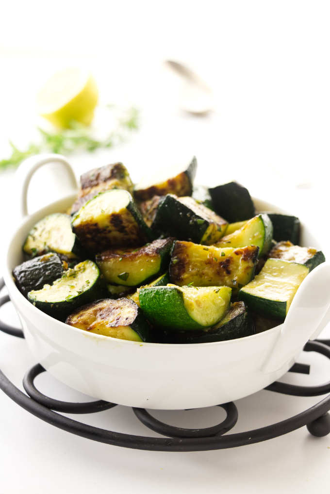 Herbed vegetables in a serving dish.