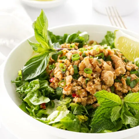 Thai Minced Chicken Salad also known as Laab Gai