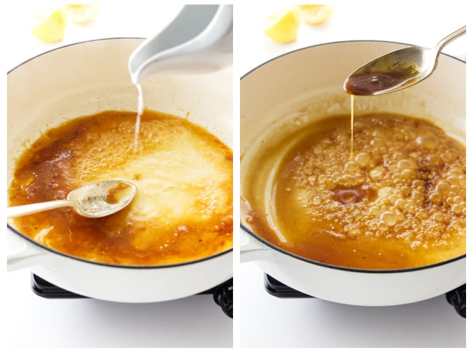 photos showing lemon and honey caramelized sauce