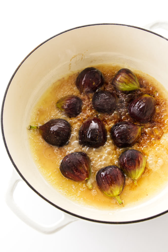 Figs in a pan being caramelized